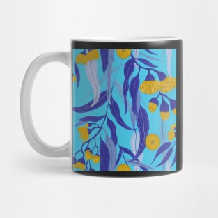 Eucalyptus flowers pattern with blue leaves Mug